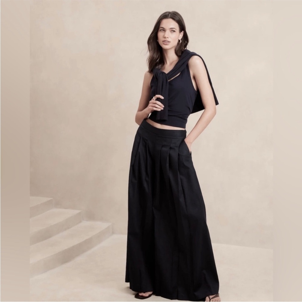 NWT! Banana Republic Black Linen-Blend Palazzo Pant  - Multiple Sizes🔹 - Picture 4 of 8